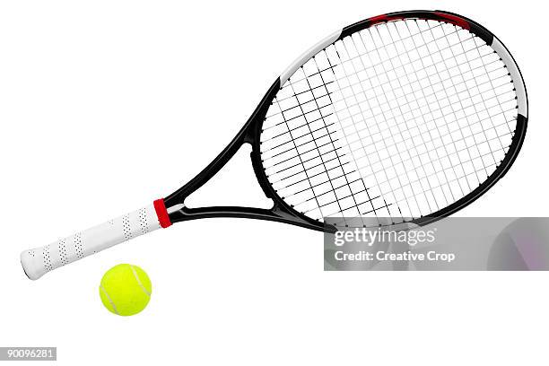 tennis racket and tennis ball - tennis raquet stock pictures, royalty-free photos & images