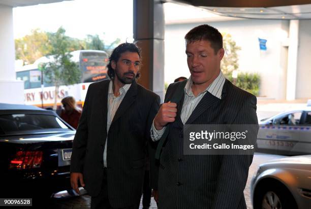 Victor Matfield and Bakkies Botha during the Springboks team arrival at Sheraton on 26 August 2009 in Perth, Australia.