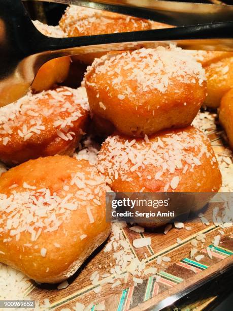 basbousa, middle eastern dessert - coconut flour stock pictures, royalty-free photos & images