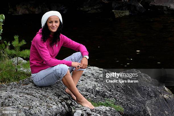 Fatmire Bajramaj poses during a German National Team photocall on August 26, 2009 in Tampere, Finland.