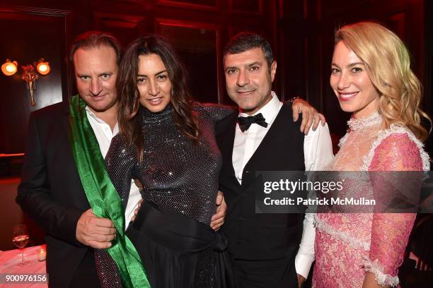 Alex Allard, Maria Buccellati, Guest and Sari Sloane attend Julie Macklowe's 40th birthday Spectacular at La Goulue on December 19, 2017 in New York...