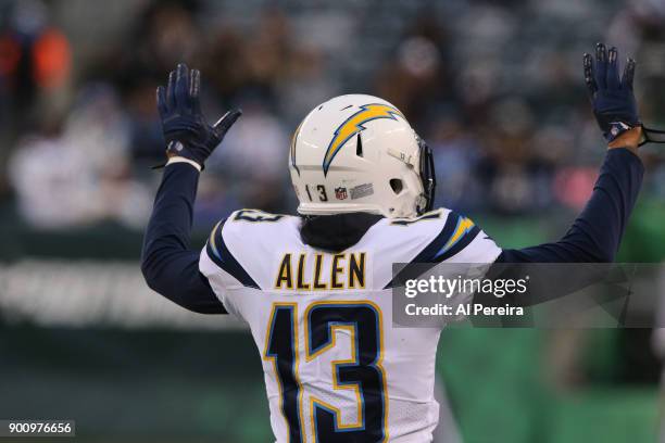 Wide Receiver Kennan Allen of the Los Angeles Chargers in action against the New York Jets in an NFL game at MetLife Stadium on December 24, 2017 in...