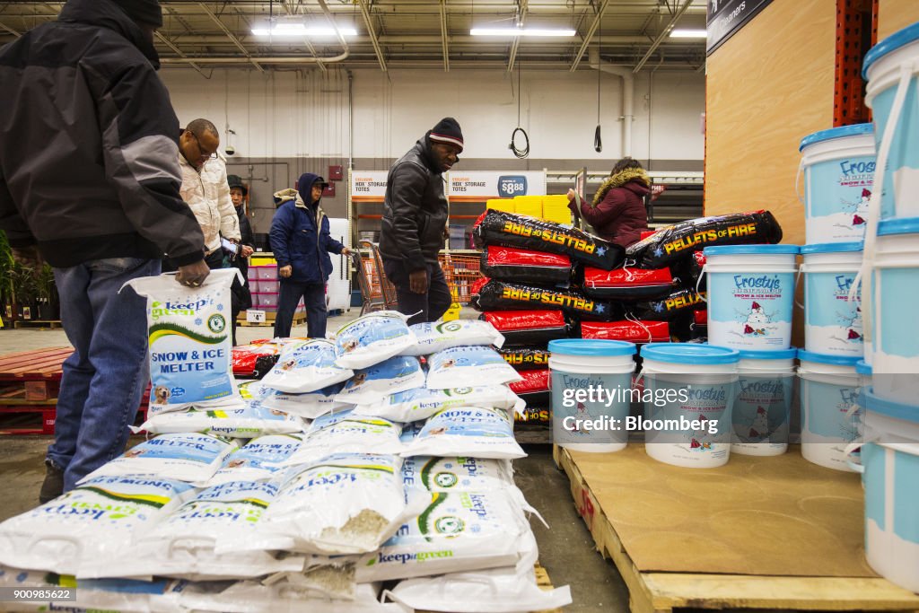 Residents Buy Supplies At A Home Depot Inc. Store As Massive Winter Storm Threatens Snow