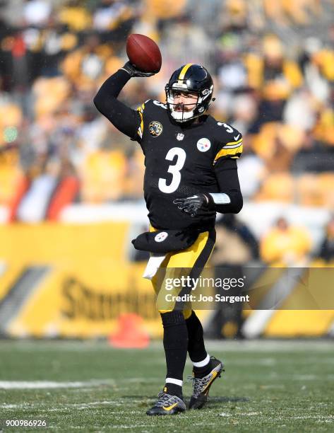 Landry Jones of the Pittsburgh Steelers in action during the game against the Cleveland Browns at Heinz Field on December 31, 2017 in Pittsburgh,...