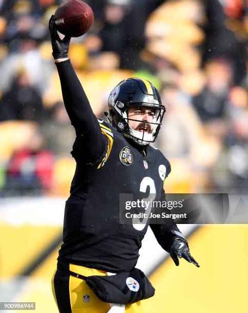 Landry Jones of the Pittsburgh Steelers in action during the game against the Cleveland Browns at Heinz Field on December 31, 2017 in Pittsburgh,...