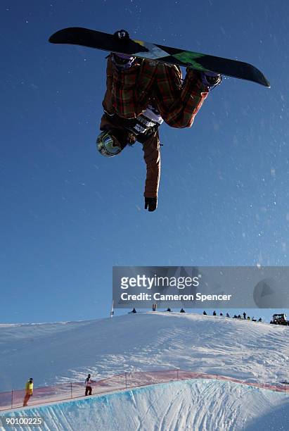 Kazuhiro Kokubo of Japan competes in the Men's Snowboard Halfpipe during day five of the Winter Games NZ at Cardrona Alpine Resort on August 26, 2009...
