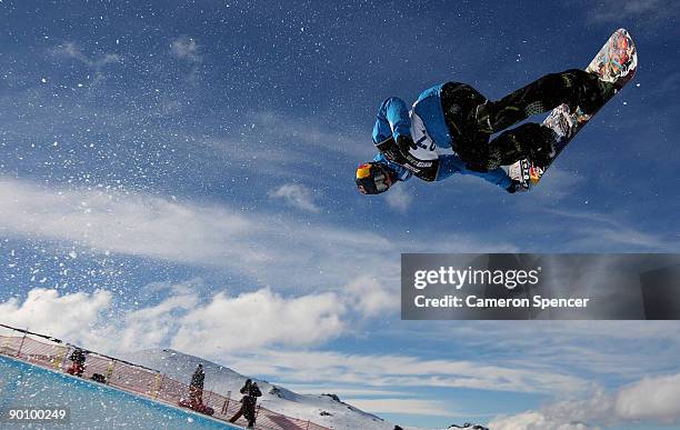 Iouri Podladtchikov of Switzerland competes in the Men's Snowboard Halfpipe during day five of the Winter Games NZ at Cardrona Alpine Resort on...