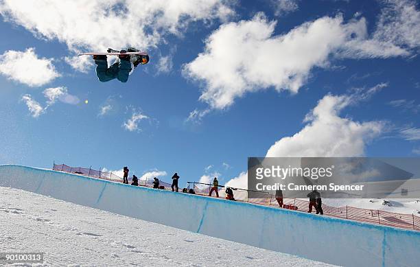 Isaac Verges of Spain competes in the Men's Snowboard Halfpipe during day five of the Winter Games NZ at Cardrona Alpine Resort on August 26, 2009 in...