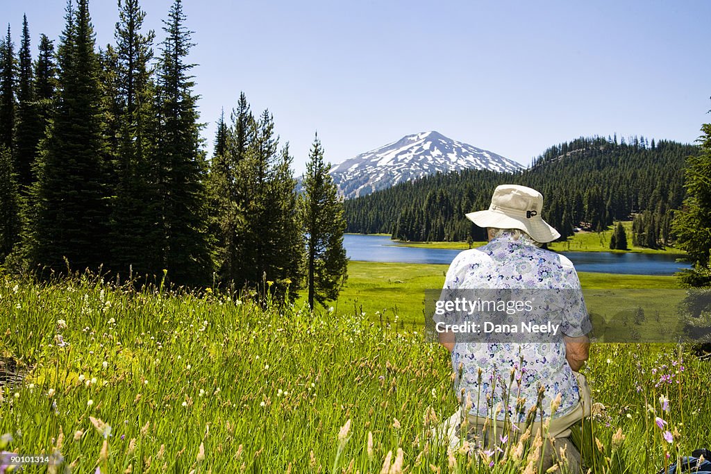 Mature woman looking at mountain