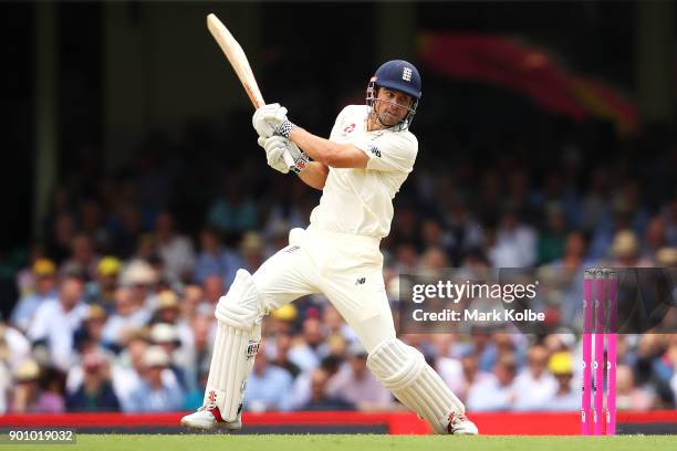 Alastair Cook of England bats during day one of the Fifth Test match in the 2017/18 Ashes Series between Australia and England at Sydney Cricket...