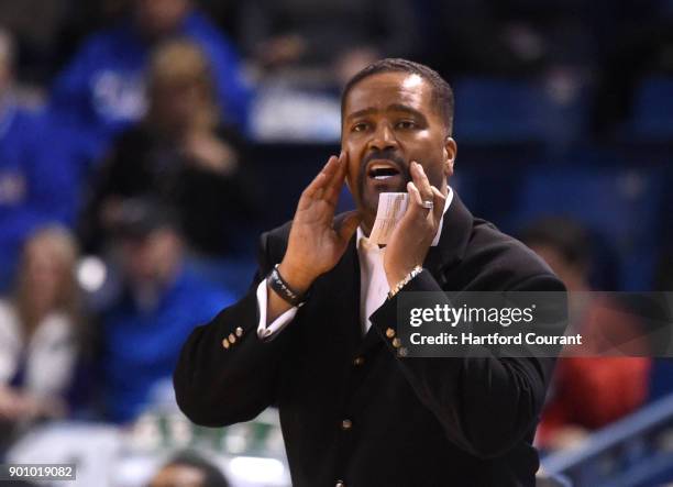 Tulsa head coach Frank Haith during action against Connecticut at Reynolds Center in Tulsa, Okla., on Wednesday, Jan. 3, 2018. Tulsa won, 90-88, in...