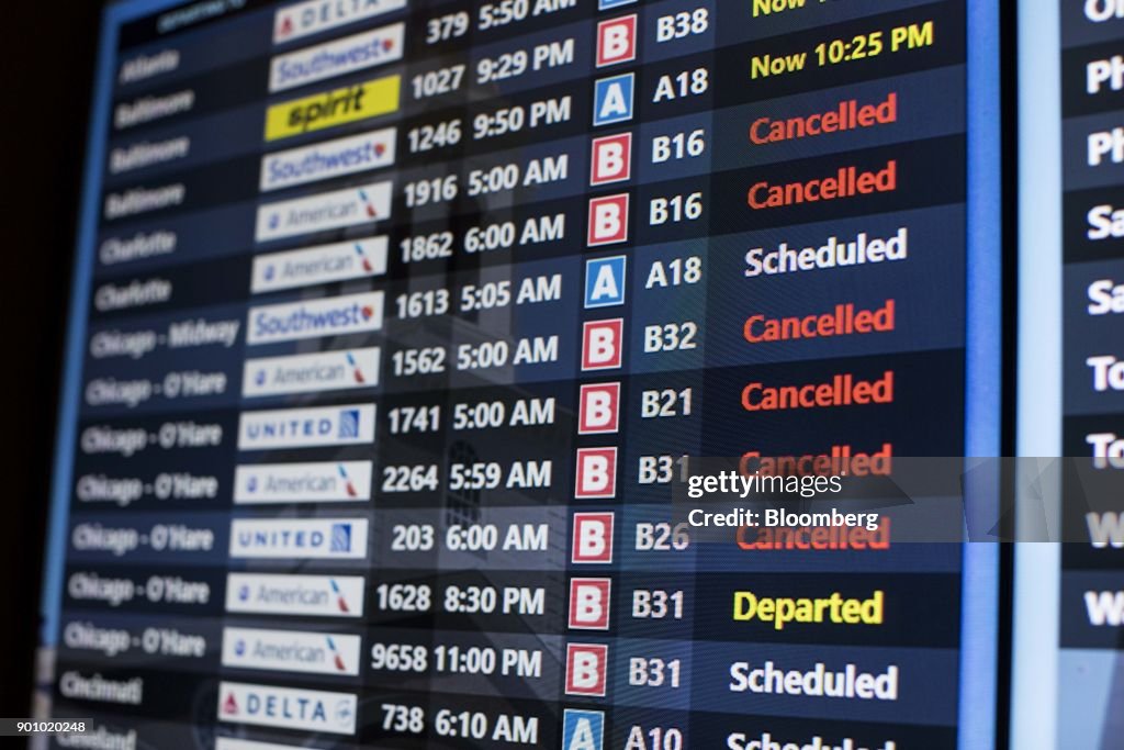 Logan International Airport As Flights Get Canceled Ahead Of Major Snowstorm