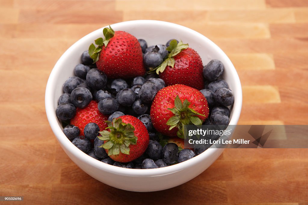 Bowl of Blueberries and Strawberries