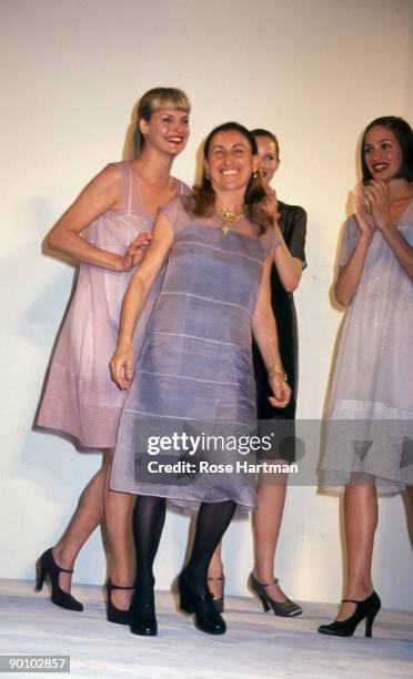 Linda Evangelista & Miuccia Prada at Bryant Park, early '90s