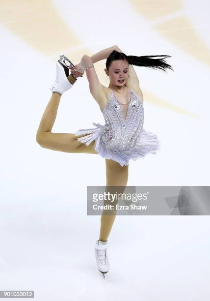 Mariah Bell competes in the Championship Ladies Short Program during Day 1 of the 2018 Prudential U.S. Figure Skating Championships at SAP Center on...