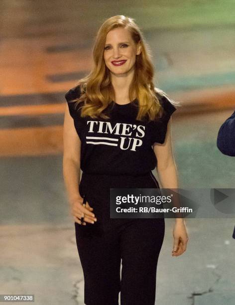 Jessica Chastain is seen at 'Jimmy Kimmel Live' on January 03, 2018 in Los Angeles, California.