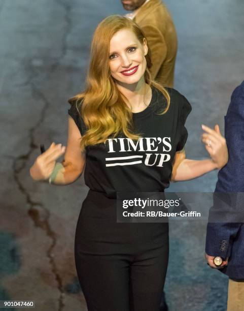 Jessica Chastain is seen at 'Jimmy Kimmel Live' on January 03, 2018 in Los Angeles, California.