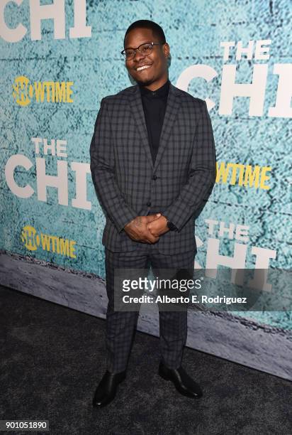 Actor Jason Mitchell attends the premiere of Showtime's "The Chi" at The Downtown Independent on January 3, 2018 in Los Angeles, California.