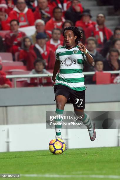 Sporting's forward Gelson Martins from Portugal in action during the Portuguese League football match SL Benfica vs Sporting CP at the Luz stadium in...