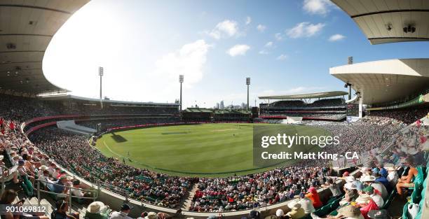 General view during day one of the Fifth Test match in the 2017/18 Ashes Series between Australia and England at Sydney Cricket Ground on January 4,...