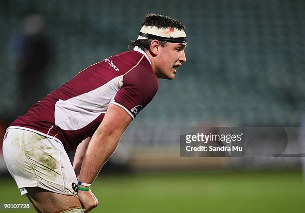 John Hardie of Southland catches his breath during the Air New Zealand Cup match between North Harbour and Southland at North Harbour Stadium on...