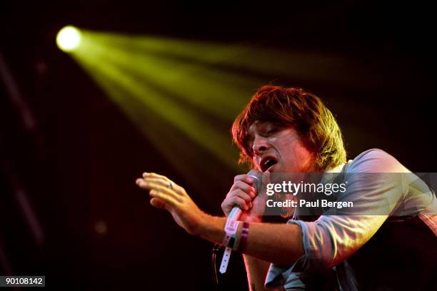 Scottish singer Paolo Nutini performs on stage on the first day of Lowlands festival at Evenemententerrein Walibi World on August 21, 2009 in...