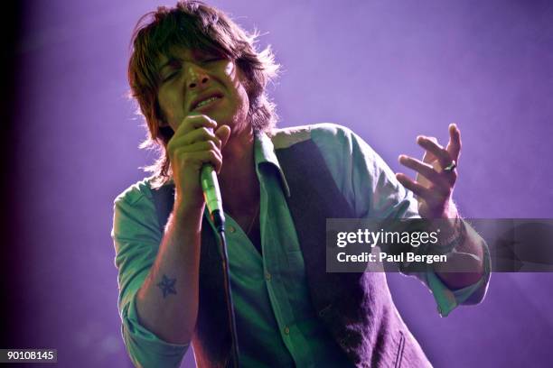 Scottish singer Paolo Nutini performs on stage on the first day of Lowlands festival at Evenemententerrein Walibi World on August 21, 2009 in...