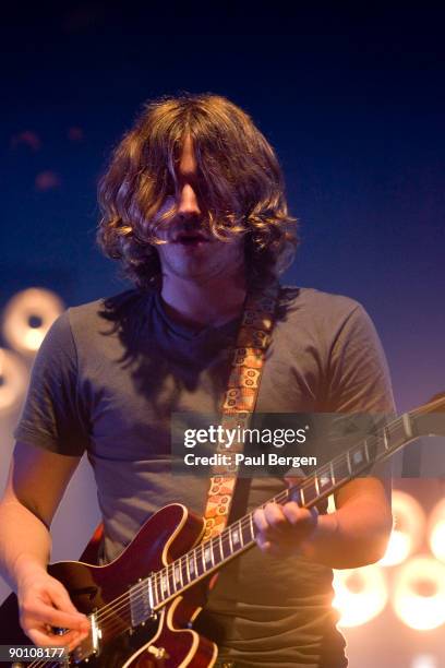 Guitarist Jamie Cook of British alternative rock band Arctic Monkeys performs on stage on the last day of Lowlands festival at Evenemententerrein...