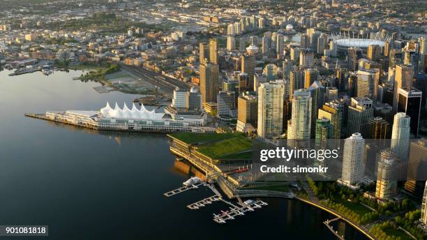 modern cityscape with canada place - vancouver stock pictures, royalty-free photos & images