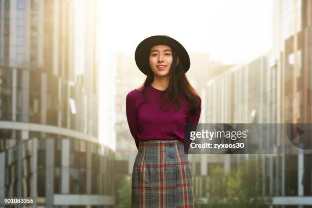 a young woman in the beijing sanlitun,china - east asia, - china east asia stock-fotos und bilder