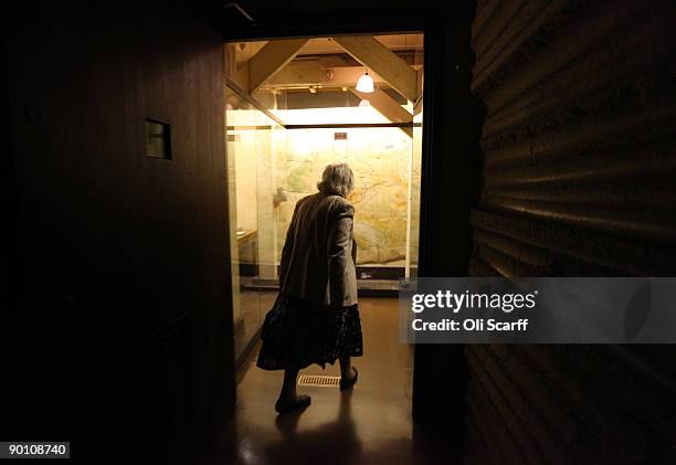 Veteran War Room shorthand typist Myra Collyer walks through the Cabinet War Rooms bunker where she used to work during the second World War on...