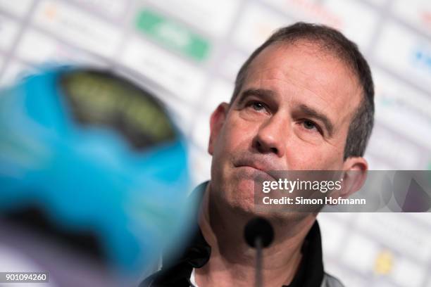 Henk Groener attends a press conference to be announced as new Head Coach of the Germany Women's Handball National Team during the Germany Handball...