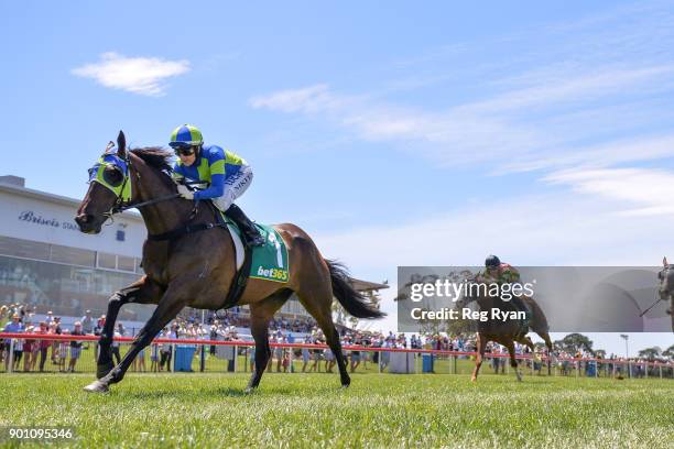 Mr Churchill ridden by Nikita Beriman wins the Batman Management Group Bellarine Cup at Geelong Racecourse on January 04, 2018 in Geelong, Australia.