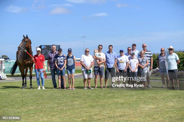 Connections of Mr Churchill after winning the Batman Management Group Bellarine Cup , at Geelong Racecourse on January 04, 2018 in Geelong, Australia.