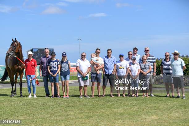 Connections of Mr Churchill after winning the Batman Management Group Bellarine Cup , at Geelong Racecourse on January 04, 2018 in Geelong, Australia.