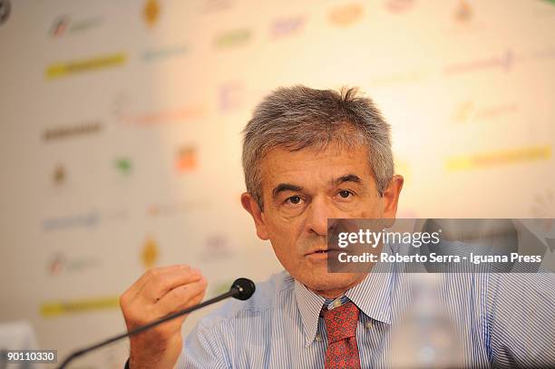 Mayor of Turin, Sergio Chiamparino, talks during a press conference at the 30th Meeting for Friendship among the Peoples on August 27, 2009 in...
