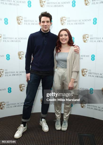 Josh O'Connor and Florence Pugh during the EE Rising Star Nominations announcement held at BAFTA on January 4, 2018 in London, England.