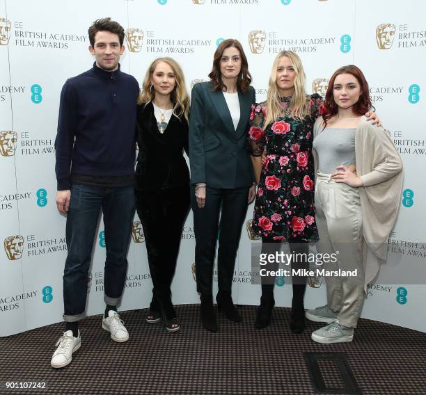 Juno Temple, Josh O'Connor, Amanda Berry, Florence Pugh and Edith Bowman during the EE Rising Star Nominations announcement held at BAFTA on January...