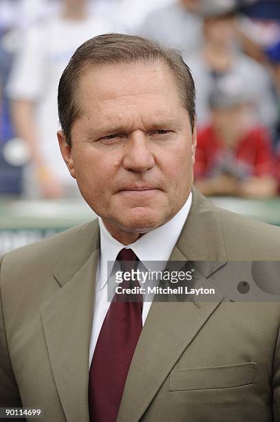 Sports agent Scott Boras looks on before a baseball game between the Washington Nationals and the Milwaukee Brewers on August 21, 2009 at Nationals...