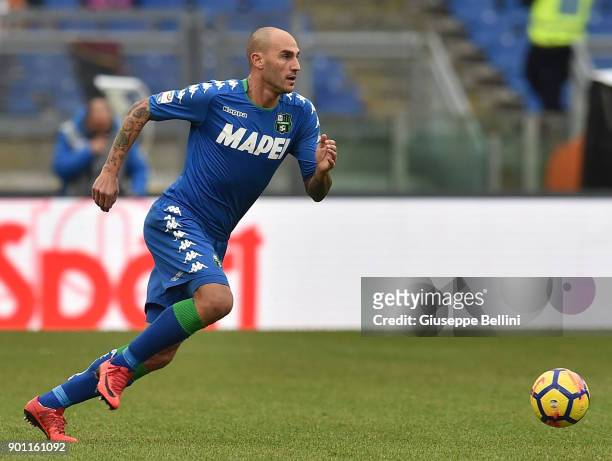Paolo Cannavaro of US Sassuolo in action during the serie A match between AS Roma and US Sassuolo at Stadio Olimpico on December 30, 2017 in Rome,...