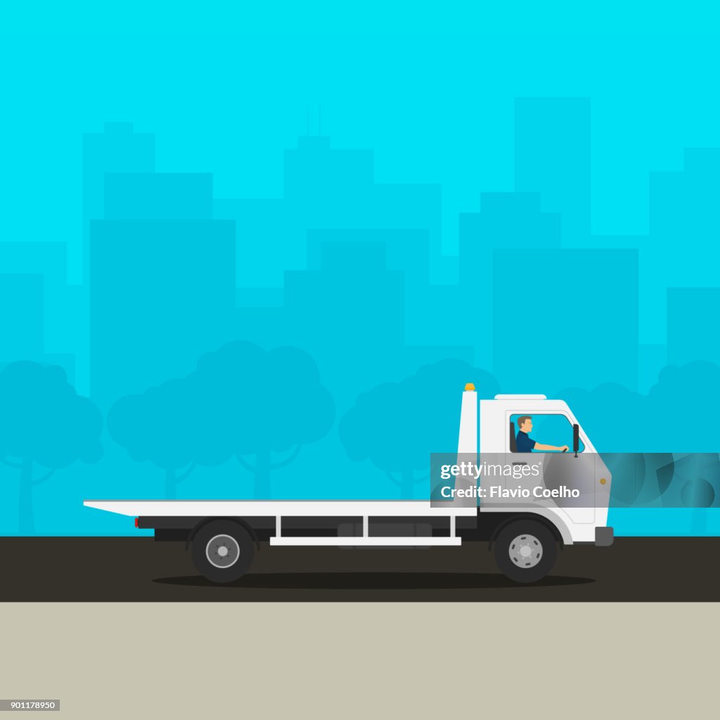 Modern tow truck unloaded illustration