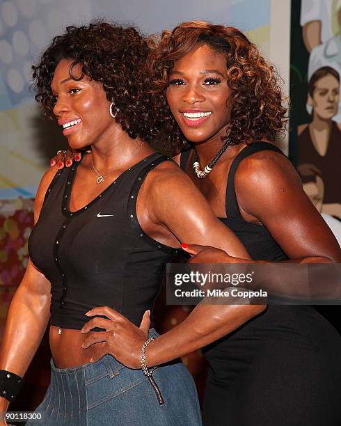 Professional tennis player Serena Williams attends the unveiling of the Serena Williams' wax figure at Madame Tussauds on August 27, 2009 in New York...