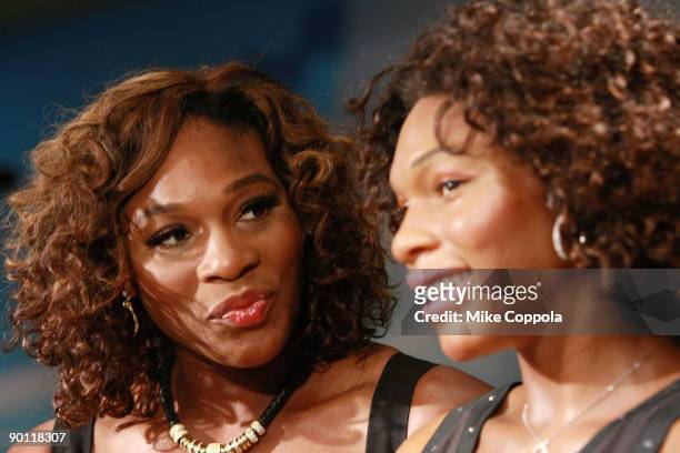 Professional tennis player Serena Williams attends the unveiling of the Serena Williams' wax figure at Madame Tussauds on August 27, 2009 in New York...