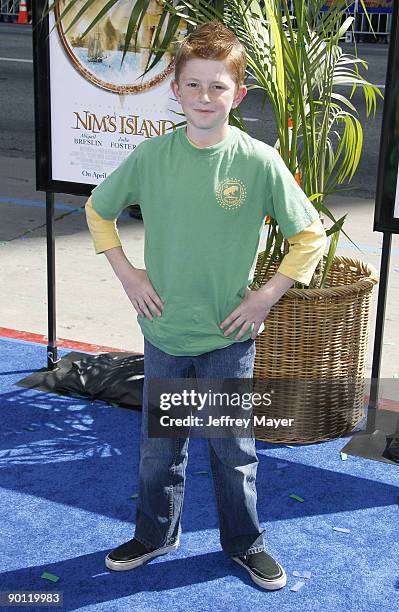 Actor Zane Huett arrives at the Premiere of Fox Walden Film's "Nim's Island" on March 30, 2008 at the Grauman' s Chinese Theater in Hollywood,...