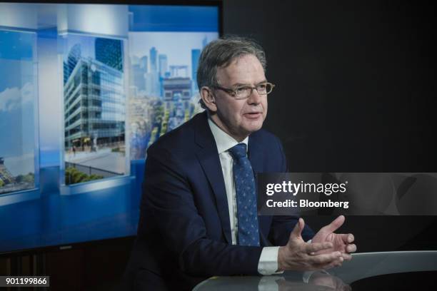 Steven Maijoor, chairman of the European Securities and Markets Authority , speaks during a Bloomberg Television interview in Paris, France, on...