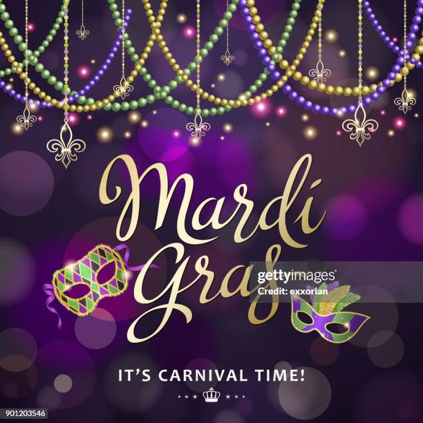 mardi gras carnival time - diamond necklace stock illustrations