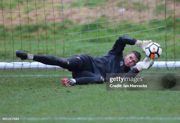 Goal-keeper Robin Ruiter during a Sunderland AFC training session at The Academy of Light on January 4, 2018 in Sunderland, England.