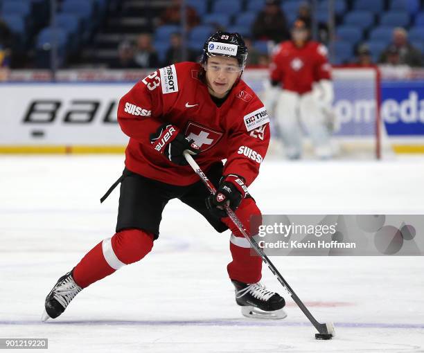 Philipp Kurashev of Switzerland during the IIHF World Junior Championship against Czech Republic at KeyBank Center on December 31, 2017 in Buffalo,...