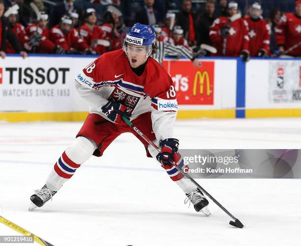 Filip Zadina of Czech Republic during the IIHF World Junior Championship against Switzerland at KeyBank Center on December 31, 2017 in Buffalo, New...