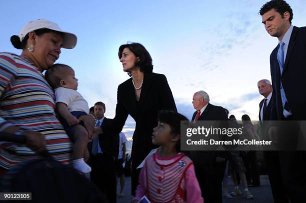 Victoria Reggie Kennedy greets well wishers outside the John F. Kennedy Presidential Library and Museum August 27, 2009 in Boston, Massachusetts....